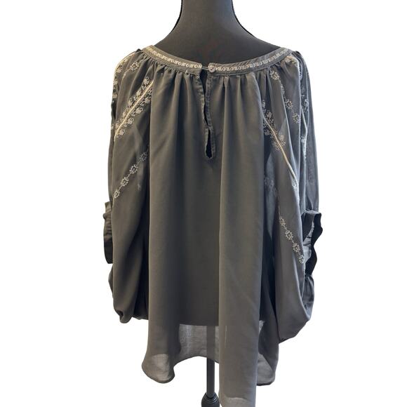 Cecico Gray And Cream Oversized Blouse Large - Picture 4 of 8